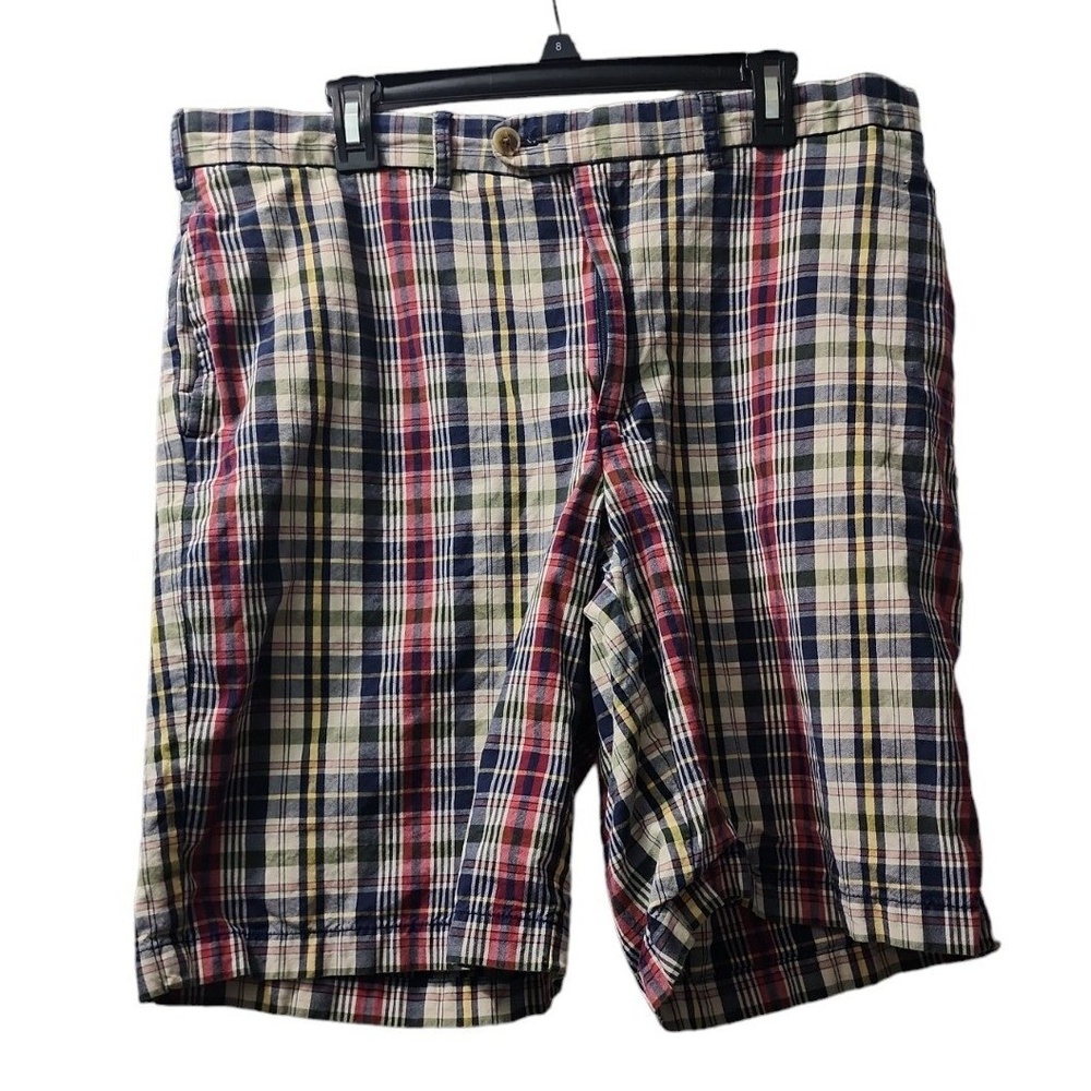 Lands' End Plaid Shorts Traditional Fit Cotton Casual Shorts